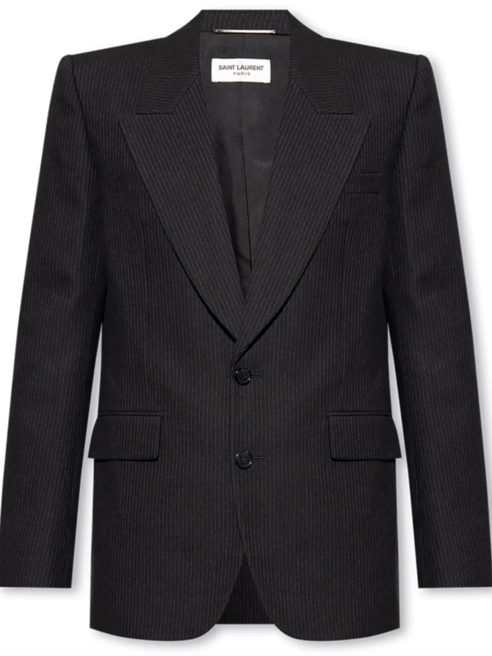 Saint Laurent YSL Black Micro Pinstripe Wool Tailleur Blazer Jacket